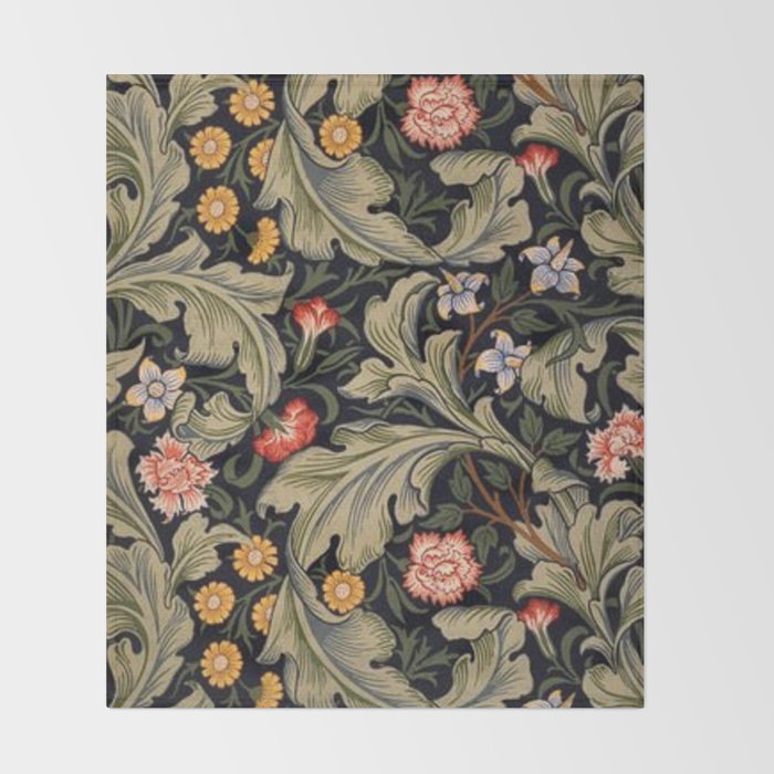 William Morris Laurel Multi-Colored Floral Textile Pattern Sunflower, Aster, Dahlia Throw Blanket Gallery Image 2