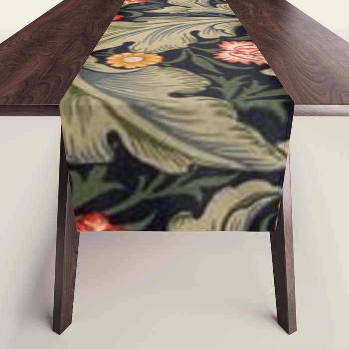 William Morris Laurel Multi-Colored Floral Textile Pattern Sunflower, Aster, Dahlia Table Runner Gallery Image 1