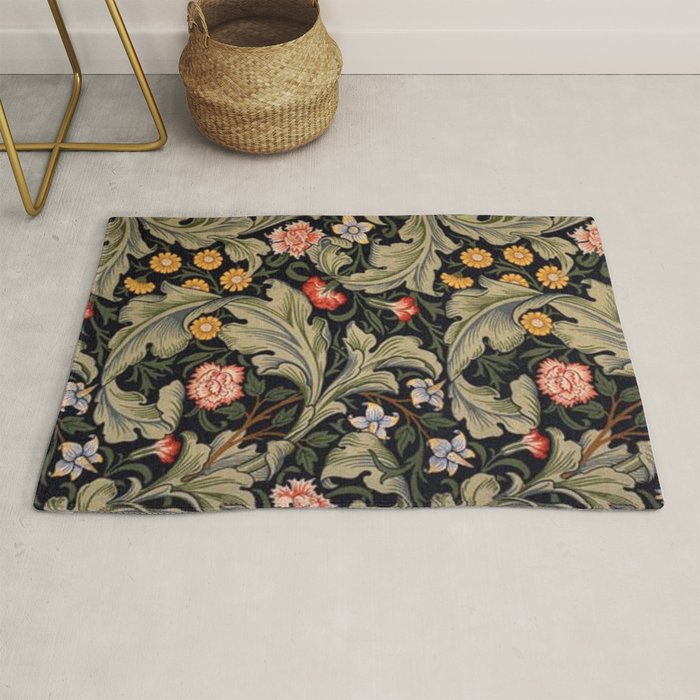 William Morris Laurel Multi-Colored Floral Textile Pattern Sunflower, Aster, Dahlia Rug Gallery Image 1