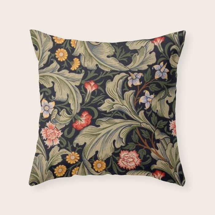 William Morris Laurel Multi-Colored Floral Textile Pattern Sunflower, Aster, Dahlia Throw Pillow Gallery Image 6