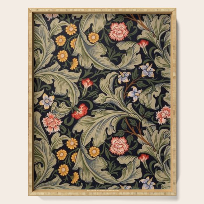 William Morris Laurel Multi-Colored Floral Textile Pattern Sunflower, Aster, Dahlia Serving Tray Gallery Image 1