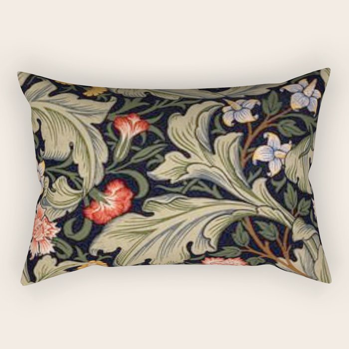 William Morris Laurel Multi-Colored Floral Textile Pattern Sunflower, Aster, Dahlia Rectangular Pillow Gallery Image 2