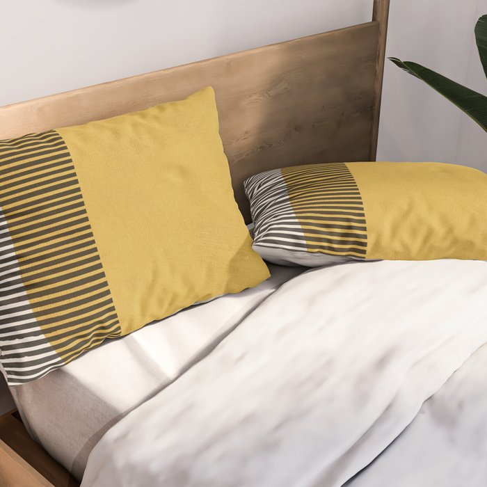 Mustard and Black Minimalist Original Art Pillow Sham Gallery Image 2