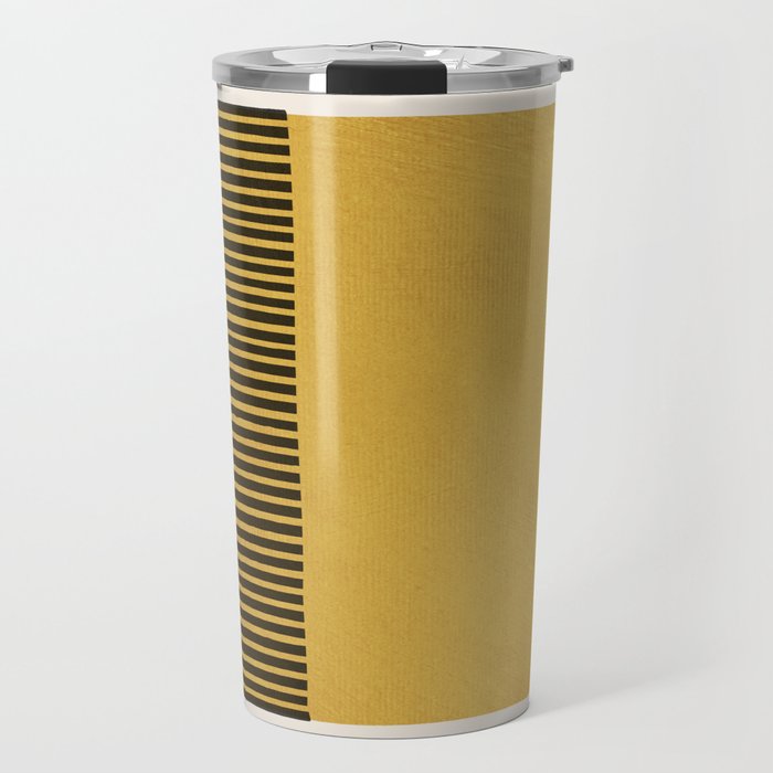 Mustard and Black Minimalist Original Art Travel Mug Gallery Image 1
