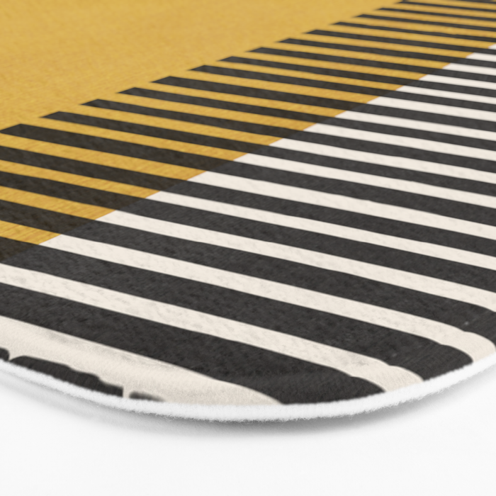 Mustard and Black Minimalist Original Art Bath Mat Gallery Image 3