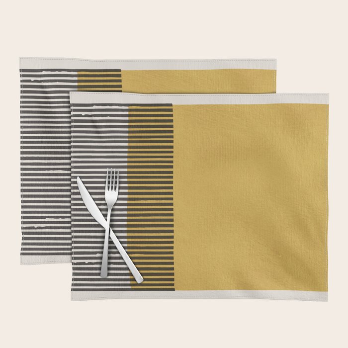 Mustard and Black Minimalist Original Art Placemat Gallery Image 1