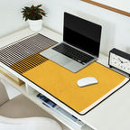 Mustard and Black Minimalist Original Art Desk Mat Gallery Image 2