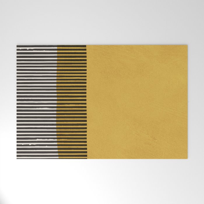 Mustard and Black Minimalist Original Art Welcome Mat Gallery Image 1