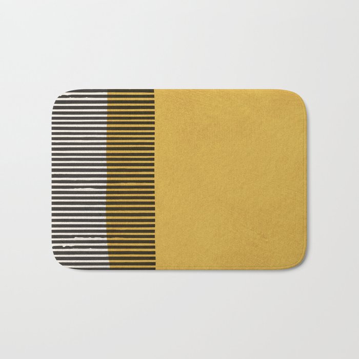 Mustard and Black Minimalist Original Art Bath Mat Gallery Image 1
