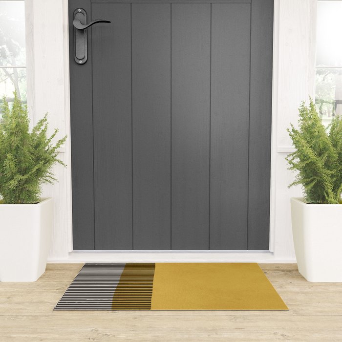 Mustard and Black Minimalist Original Art Welcome Mat Gallery Image 3