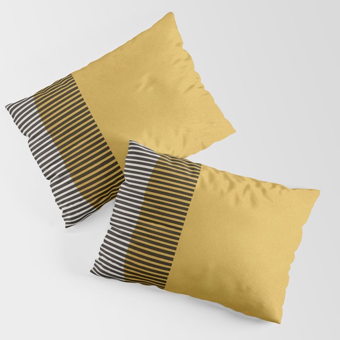 Mustard and Black Minimalist Original Art Pillow Sham Gallery Image 3