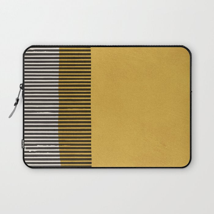 Mustard and Black Minimalist Original Art Laptop Sleeve Gallery Image 1