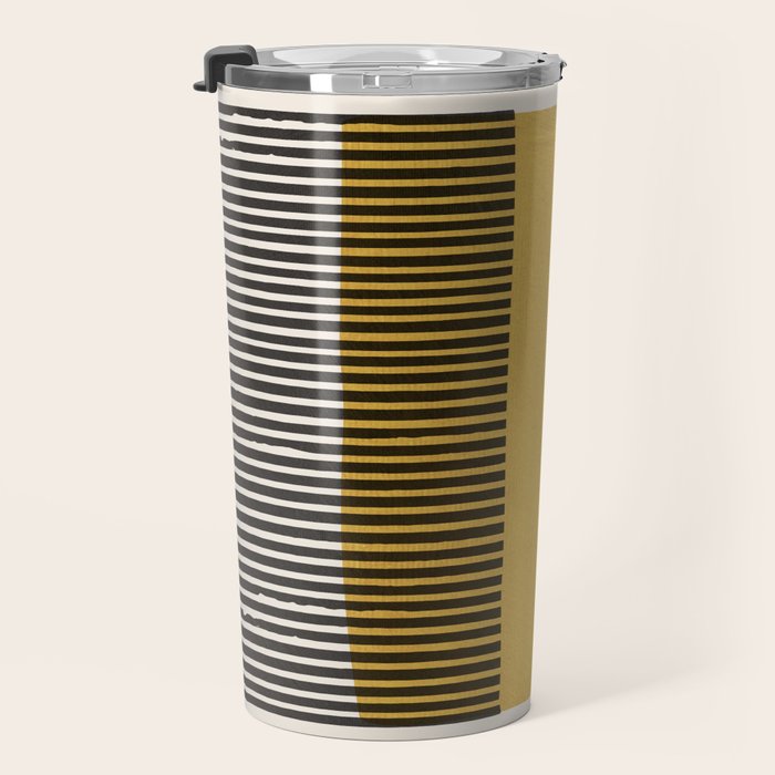 Mustard and Black Minimalist Original Art Travel Mug Gallery Image 3