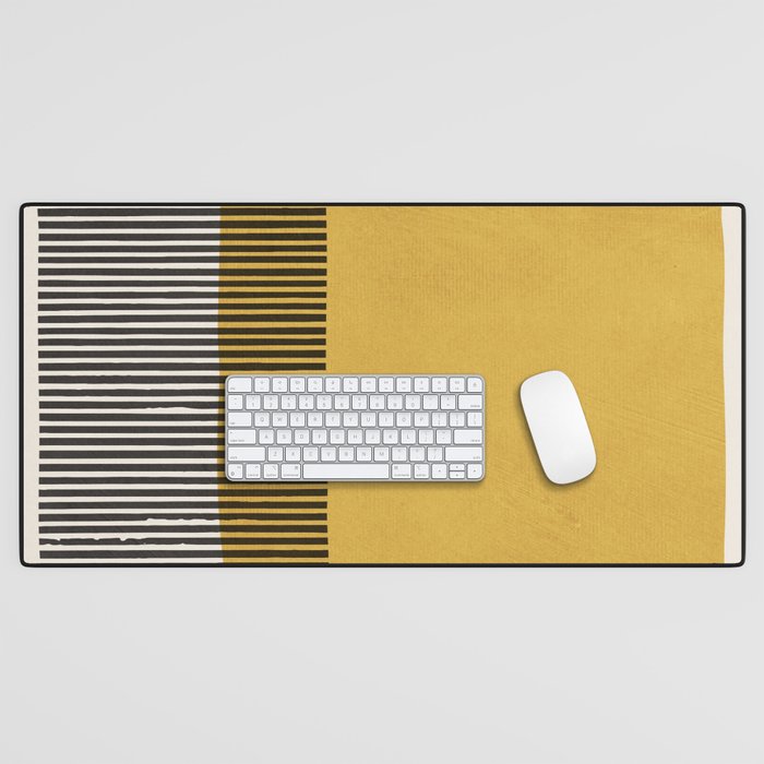 Mustard and Black Minimalist Original Art Desk Mat Gallery Image 1