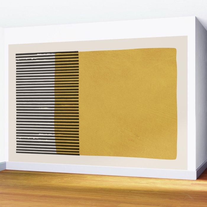 Mustard and Black Minimalist Original Art Wall Mural Gallery Image 2