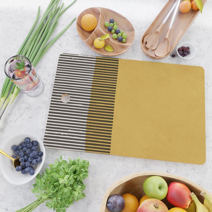 Mustard and Black Minimalist Original Art Cutting Board Gallery Image 2