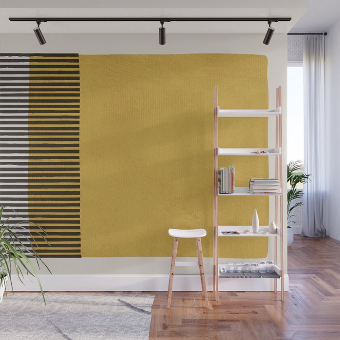 Mustard and Black Minimalist Original Art Wall Mural Gallery Image 1