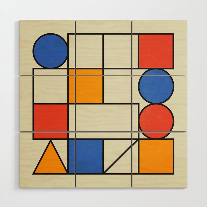 Bauhaus Blocks 02 Wood Wall Art Gallery Image 1