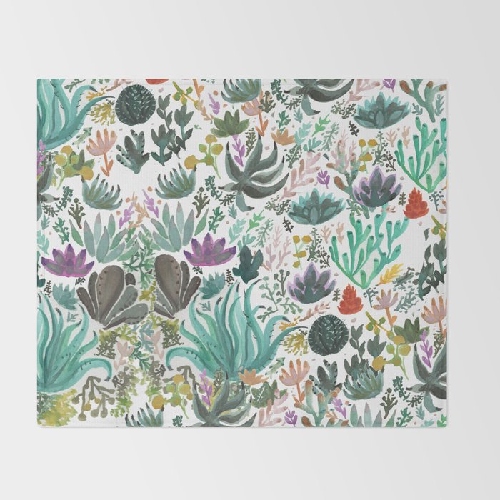Succulent and Cacti Throw Blanket Gallery Image 2