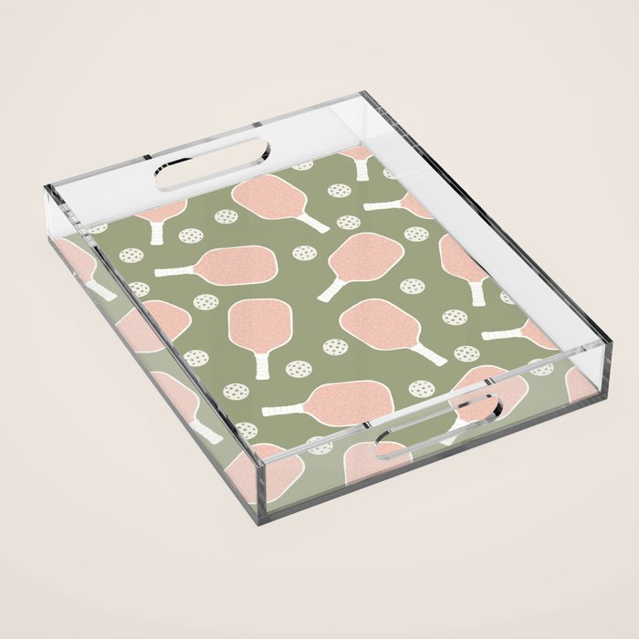 Preppy Pink Pickleball Acrylic Tray Gallery Image 1