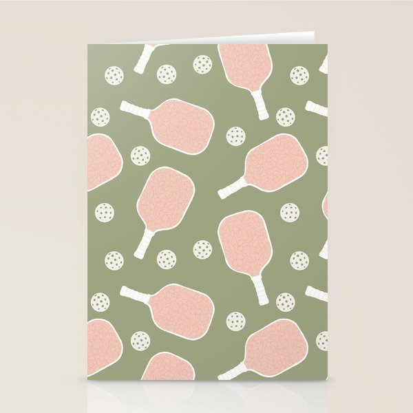 Preppy Pink Pickleball Stationery Card Gallery Image 1