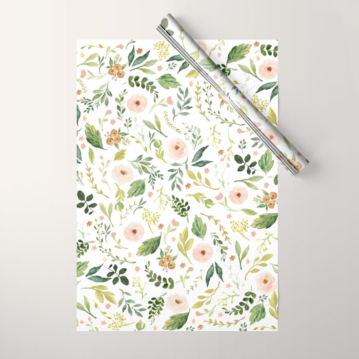 Botanical Spring Flowers Wrapping Paper Gallery Image 1
