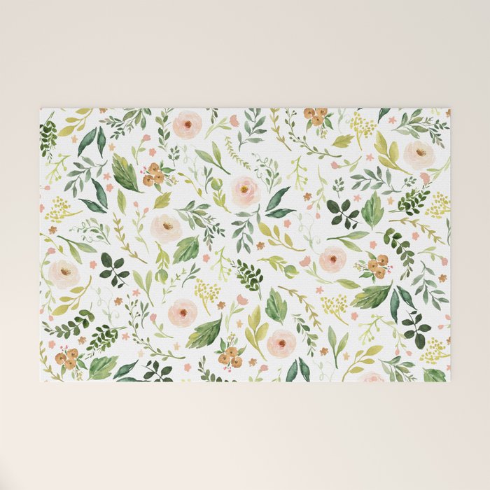 Botanical Spring Flowers Welcome Mat Gallery Image 1