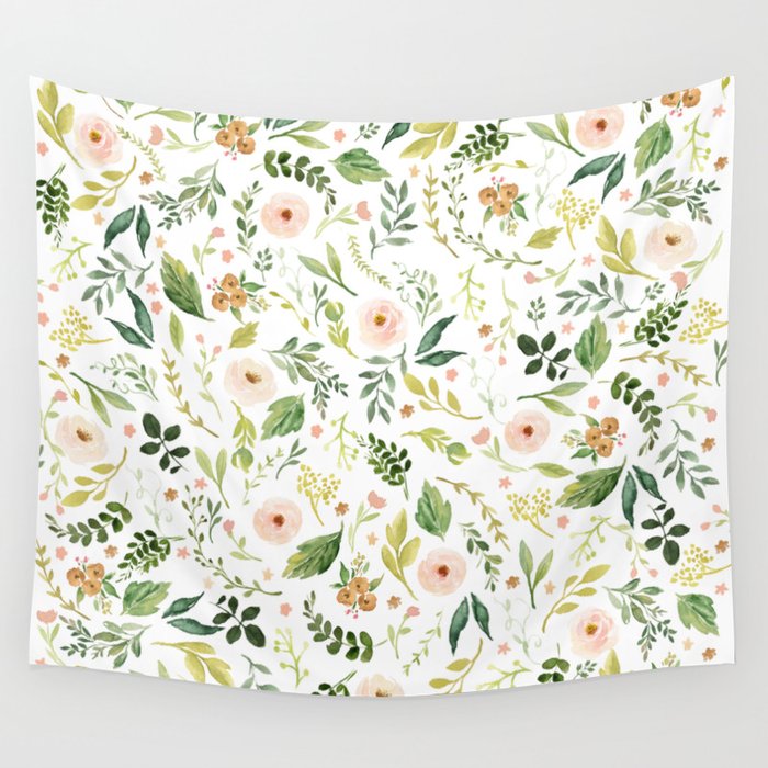 Botanical Spring Flowers Wall Tapestry Gallery Image 4