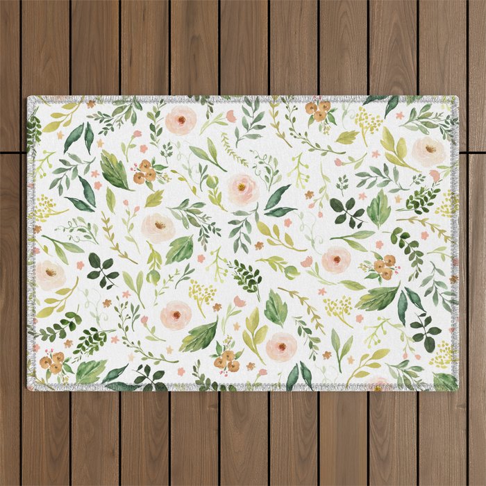 Botanical Spring Flowers Outdoor Rug Gallery Image 1