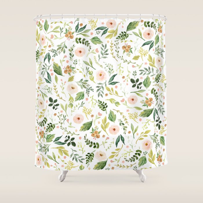 Botanical Spring Flowers Shower Curtain Gallery Image 1