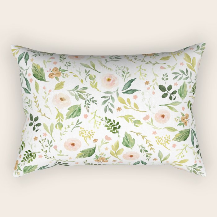 Botanical Spring Flowers Rectangular Pillow Gallery Image 2