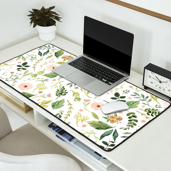 Botanical Spring Flowers Desk Mat Gallery Image 2