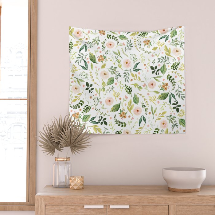 Botanical Spring Flowers Wall Tapestry Gallery Image 2