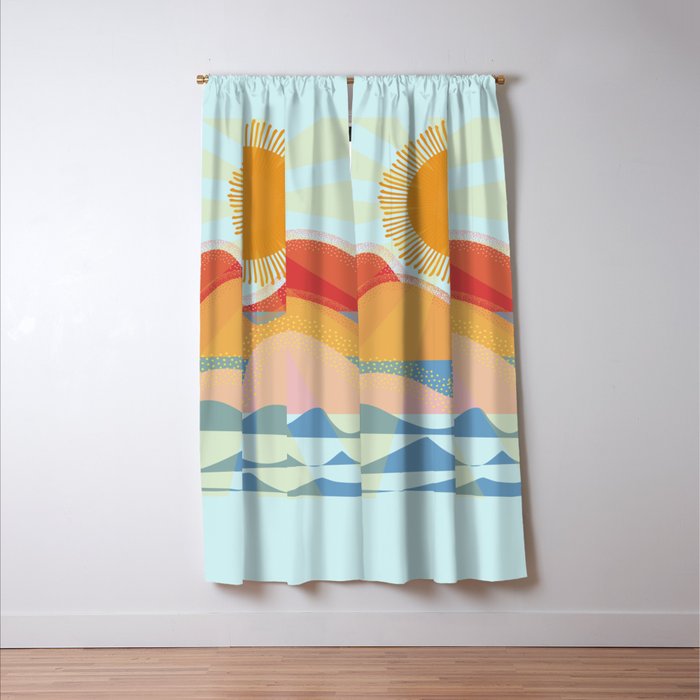 Sunset On Hills and Sea  Window Curtain Gallery Image 3