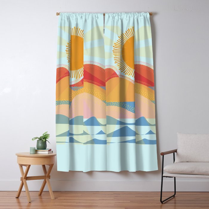 Sunset On Hills and Sea  Window Curtain Gallery Image 5