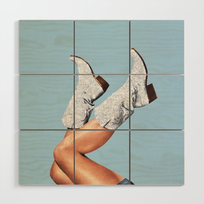 These Boots - Glitter Blue Wood Wall Art Gallery Image 1