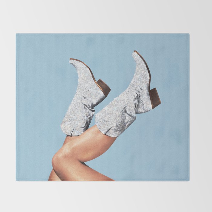 These Boots - Glitter Blue Throw Blanket Gallery Image 2