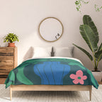 Summer Bloom: Pine Green Leaves & Pink Poppies Comforter Gallery Image 3
