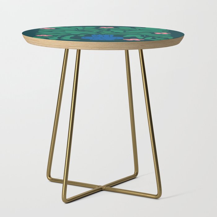 Summer Bloom: Pine Green Leaves & Pink Poppies Side Table Gallery Image 1
