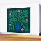 Summer Bloom: Pine Green Leaves & Pink Poppies Wall Mural Gallery Image 2
