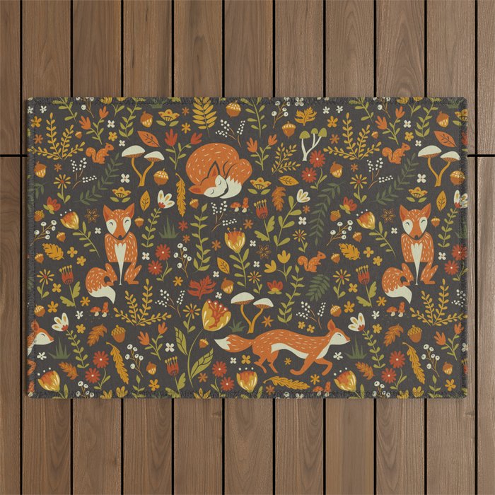 Fox in an Autumn Garden Outdoor Rug Gallery Image 1