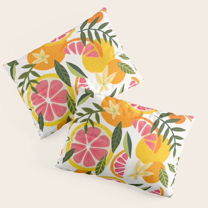 Grapefruit Blooms â Pink & White Pillow Sham Gallery Image 3