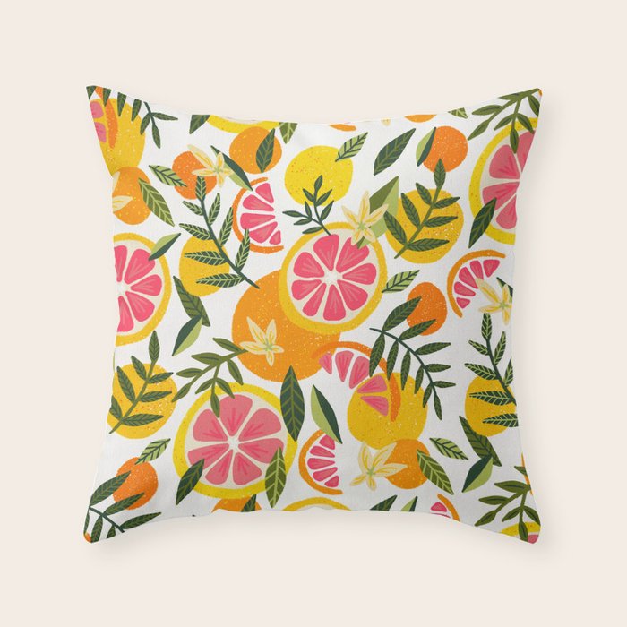 Grapefruit Blooms â Pink & White Throw Pillow Gallery Image 6