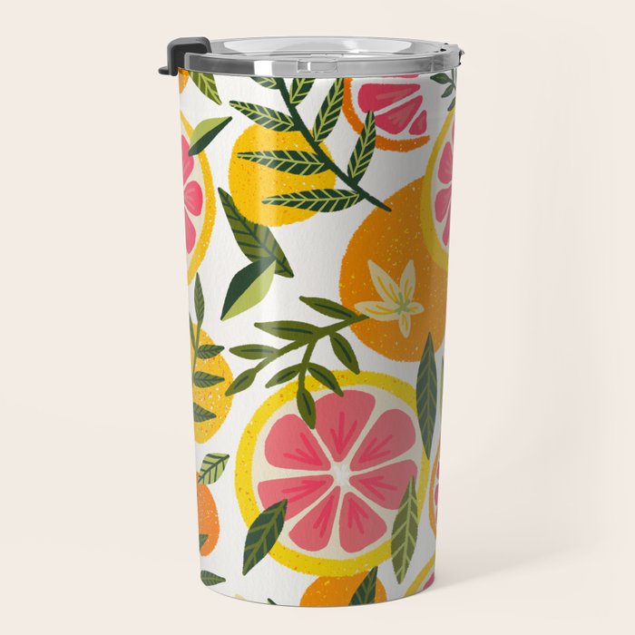 Grapefruit Blooms â Pink & White Travel Mug Gallery Image 3