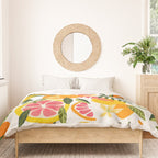 Grapefruit Blooms â Pink & White Duvet Cover Gallery Image 3