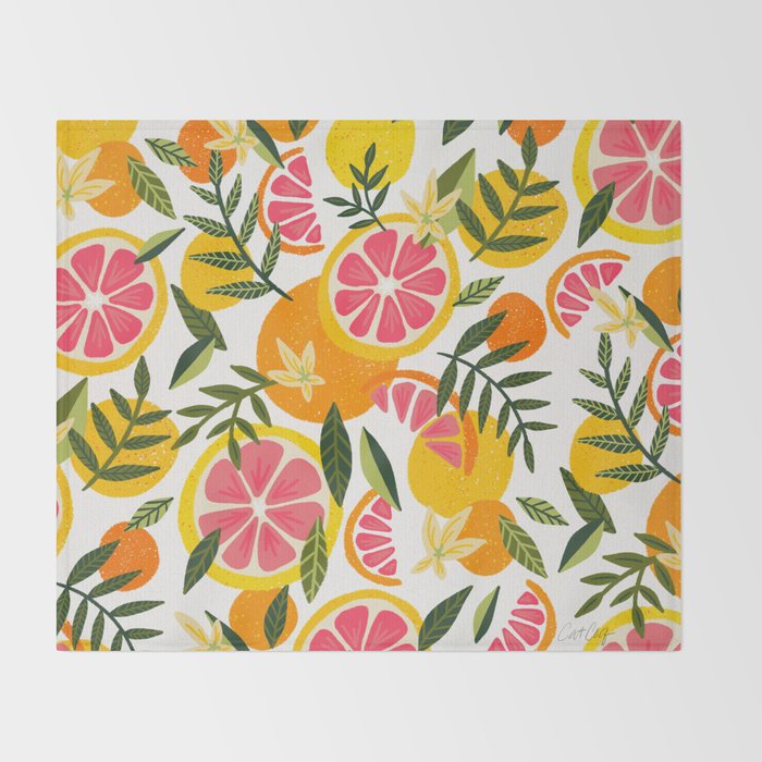 Grapefruit Blooms â Pink & White Throw Blanket Gallery Image 2