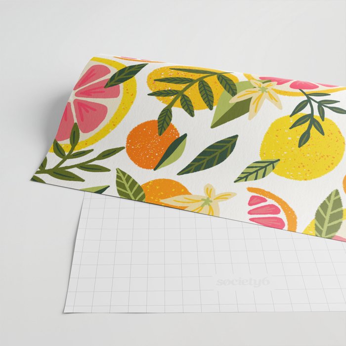 Grapefruit Blooms â Pink & White Wrapping Paper Gallery Image 2