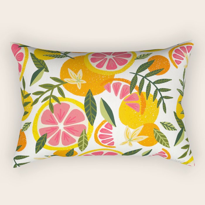 Grapefruit Blooms â Pink & White Rectangular Pillow Gallery Image 2