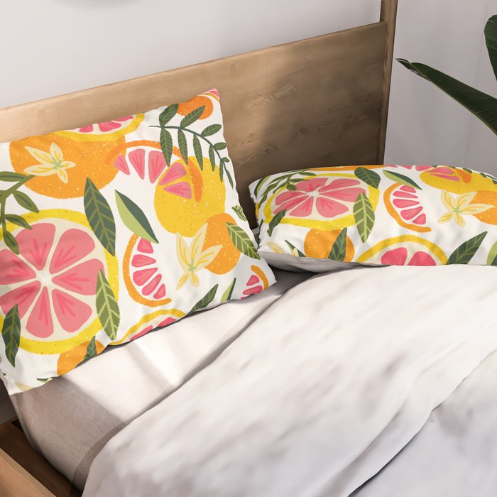 Grapefruit Blooms â Pink & White Pillow Sham Gallery Image 2