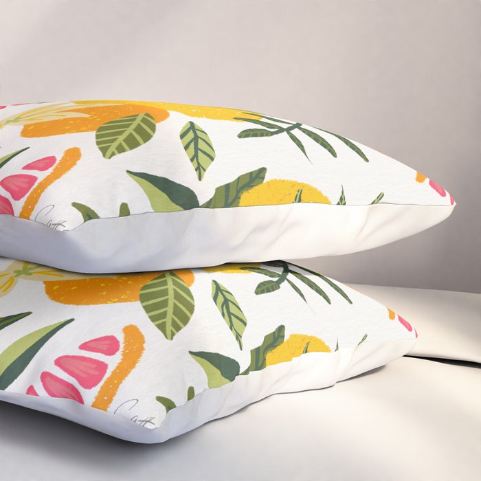 Grapefruit Blooms â Pink & White Pillow Sham Gallery Image 3